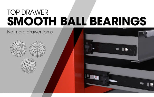 BULLET Tool Chest Cabinet Box Trolley Rolling Wheels Drawer Storage Steel Red Deals499