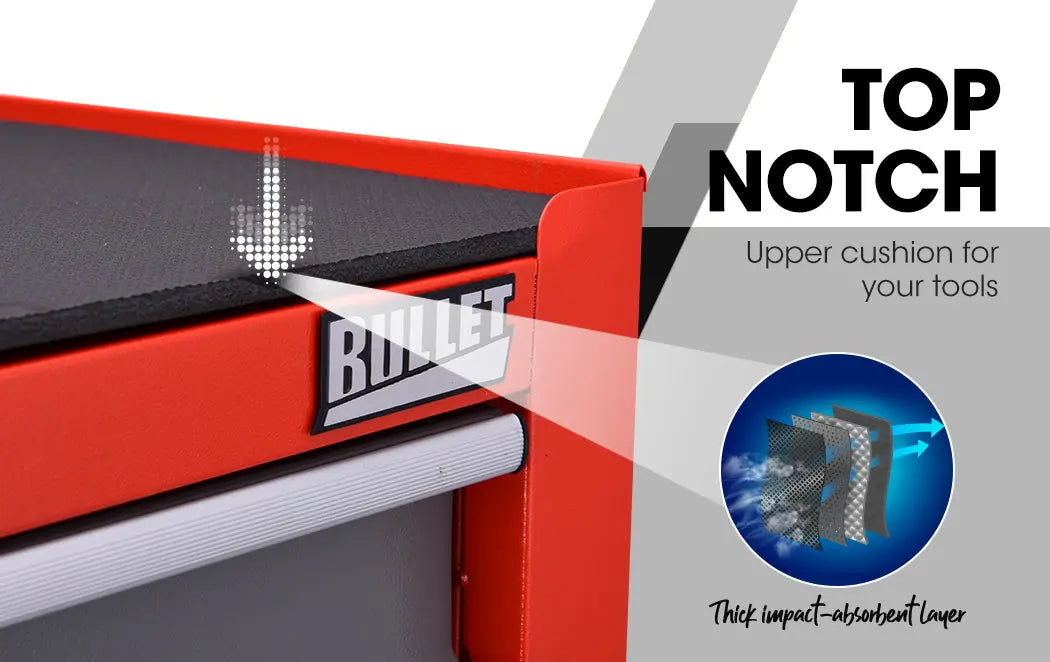 BULLET Tool Chest Cabinet Box Trolley Rolling Wheels Drawer Storage Steel Red Deals499