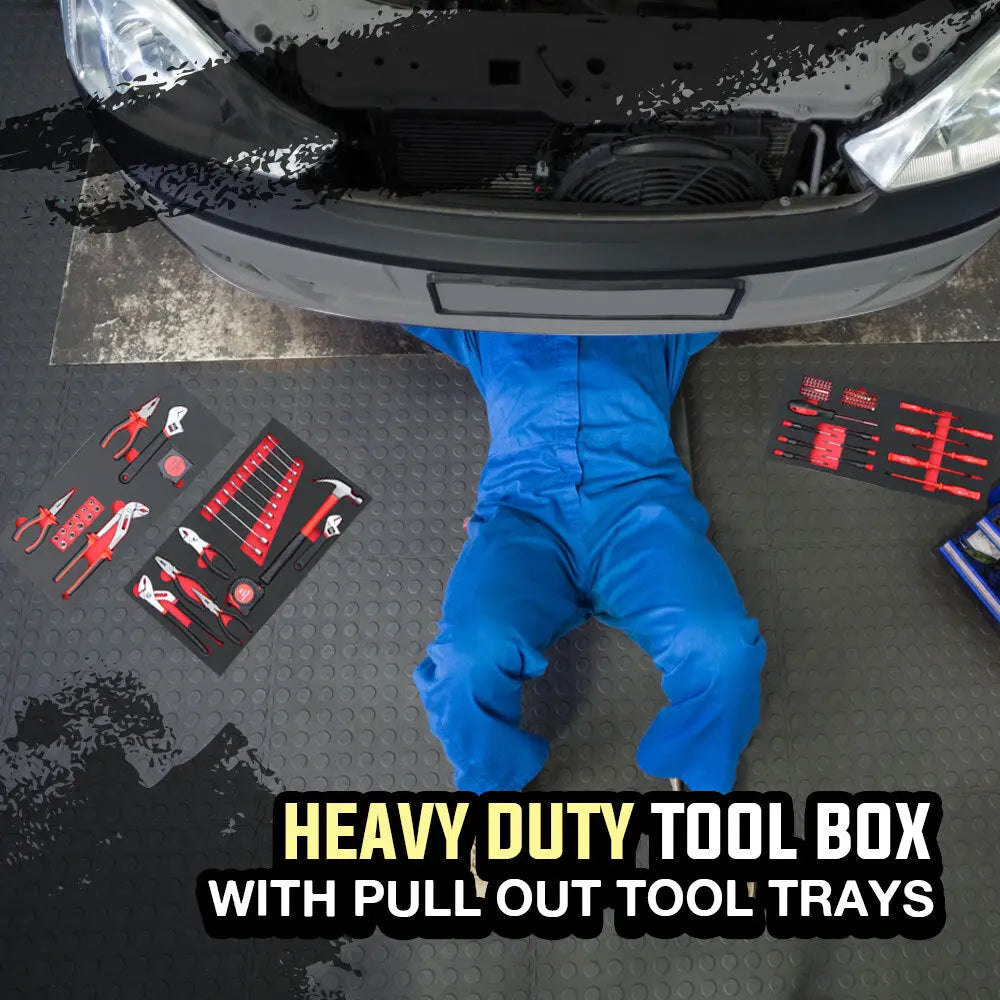 BULLET Tool Kit Chest Cabinet Box Set Storage Metal Wheels Rolling Drawers Steel Blue Deals499