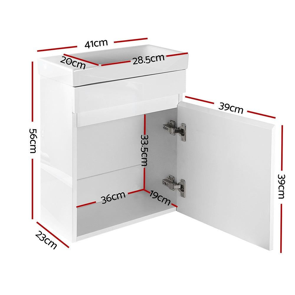 Cefito 400mm Bathroom Vanity Basin Cabinet Sink Storage Wall Hung Ceramic Basins Wall Mounted White Deals499