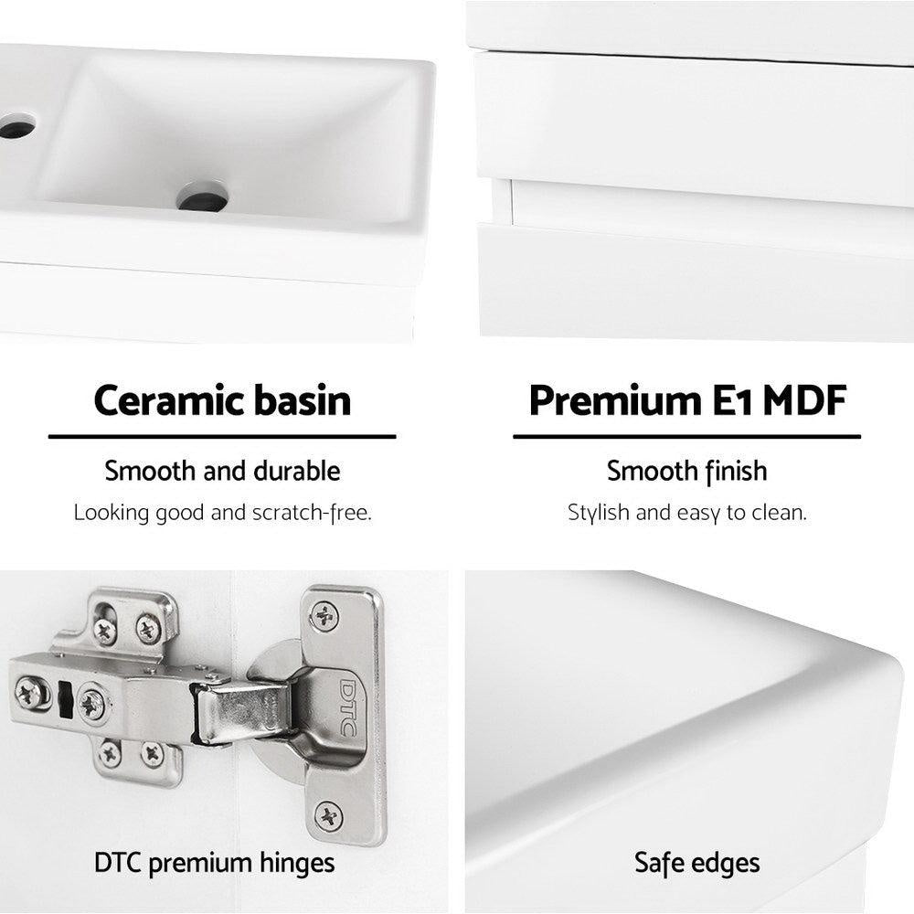 Cefito 400mm Bathroom Vanity Basin Cabinet Sink Storage Wall Hung Ceramic Basins Wall Mounted White Deals499