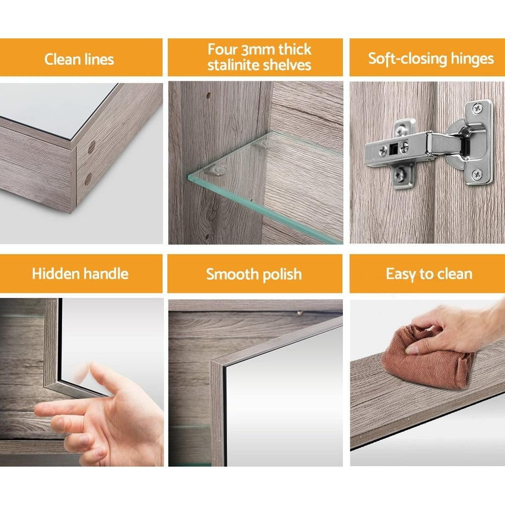 Cefito Bathroom Vanity Mirror with Storage Cabinet - Natural Deals499