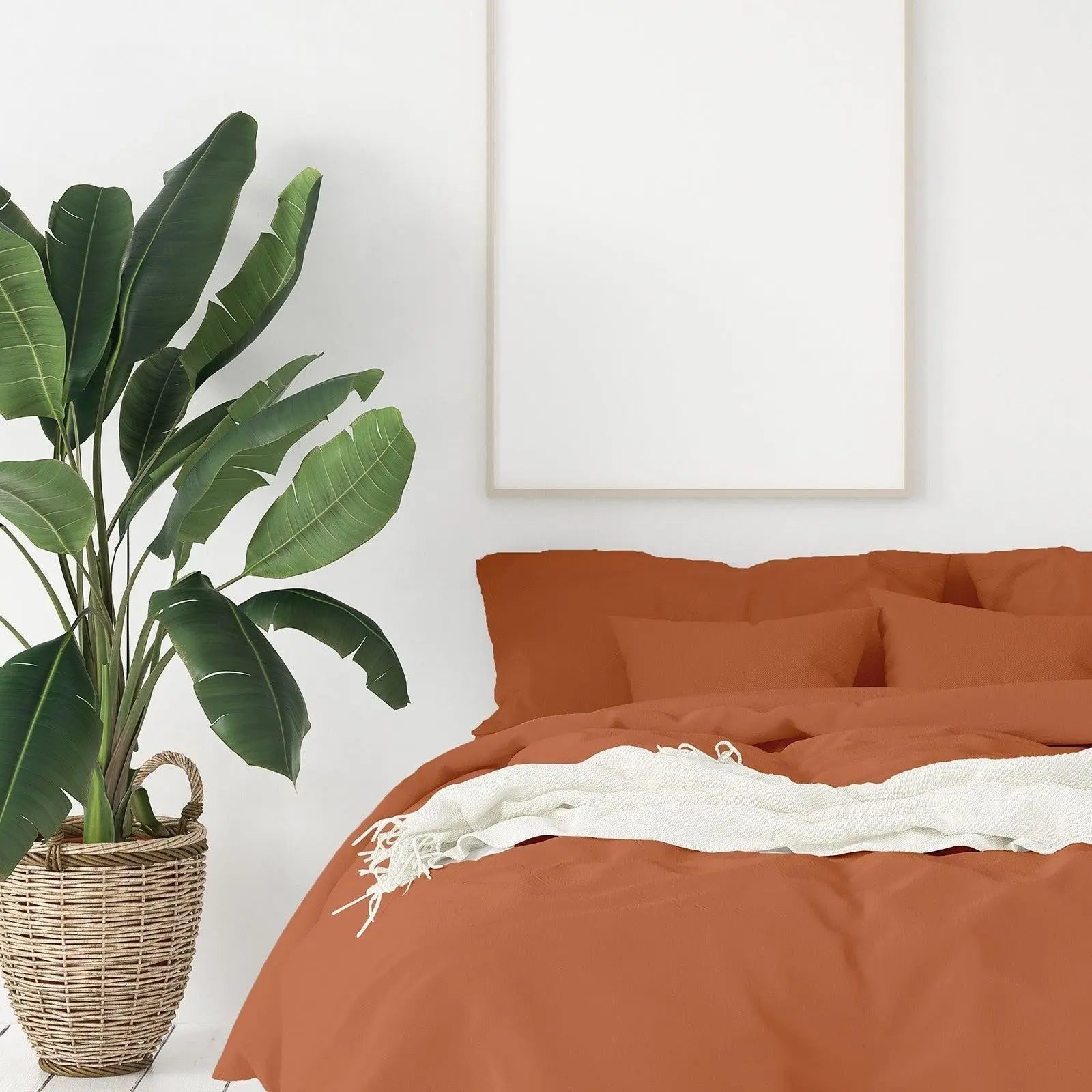 Balmain 1000 Thread Count Hotel Grade Bamboo Cotton Quilt Cover Pillowcases Set Queen Cinnamon Deals499