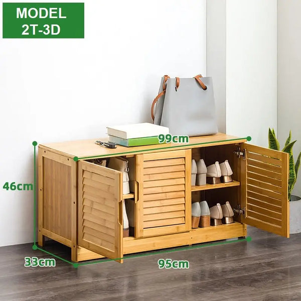 Bamboo Bench Seat Shoe Rack Shoe Bench Storage Bench 99cm Deals499