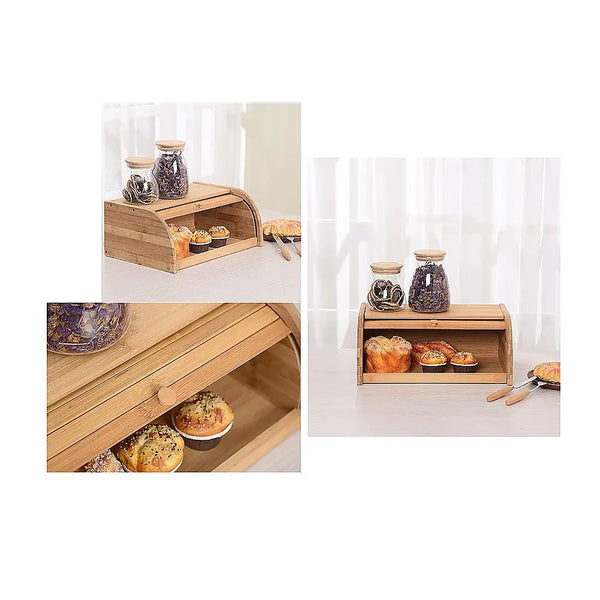 Bamboo Bread Bin Storage Box Kitchen Loaf Pastry Container Deals499