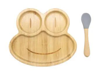 Bamboo Frog Kids Plate with Suction Cap Base & Spoon Deals499