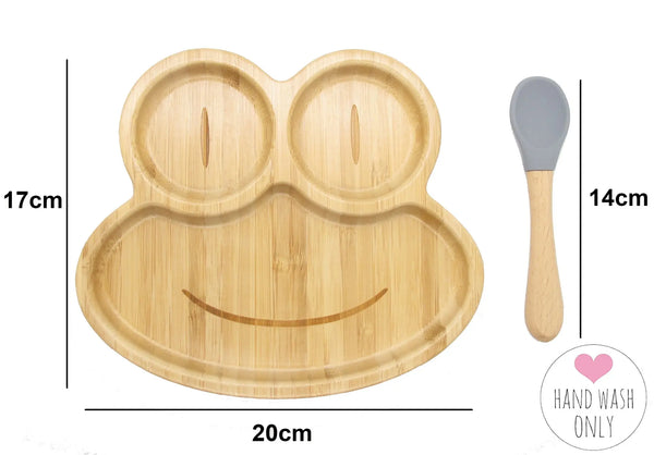 Bamboo Frog Kids Plate with Suction Cap Base & Spoon Deals499