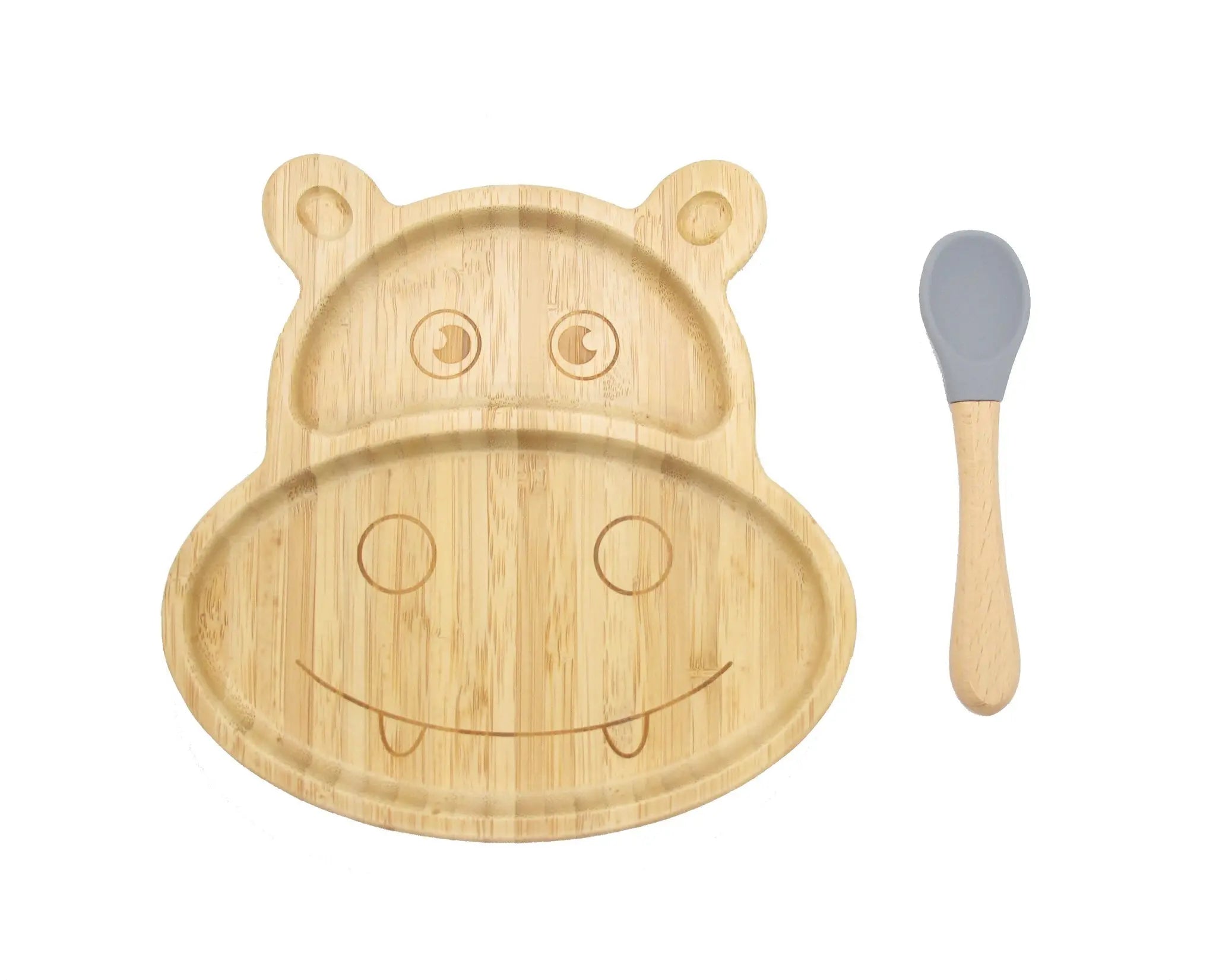 Bamboo Hippo Kids Plate with Suction Cap Base & Spoon Deals499