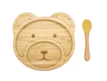 Bamboo Kids Teddy Plate with Suction Cap Base & Spoon Deals499