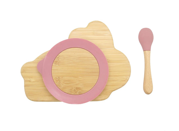 Bamboo Rabbit Kids Plate with Suction Cap Base & Spoon Deals499