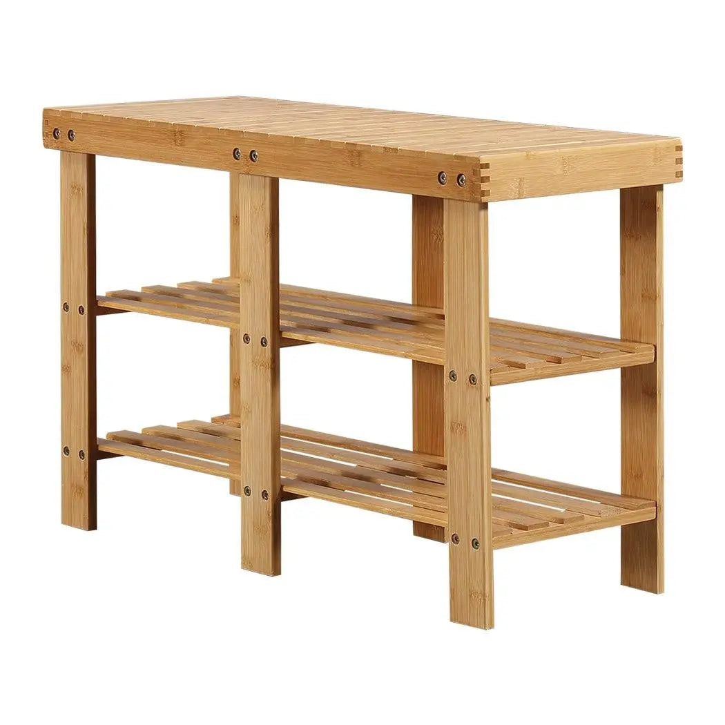 Bamboo Shoe Rack Stand Bench 3 Tier Cabinet Shoes Storage Shelf Organiser 69.5cm Deals499