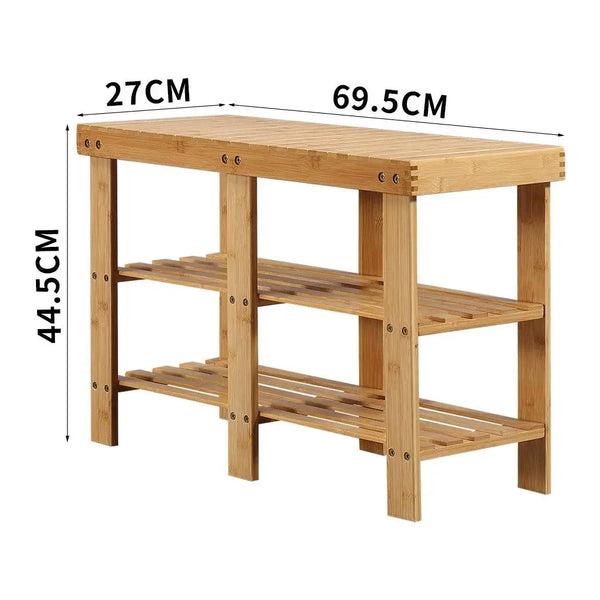 Bamboo Shoe Rack Stand Bench 3 Tier Cabinet Shoes Storage Shelf Organiser 69.5cm Deals499