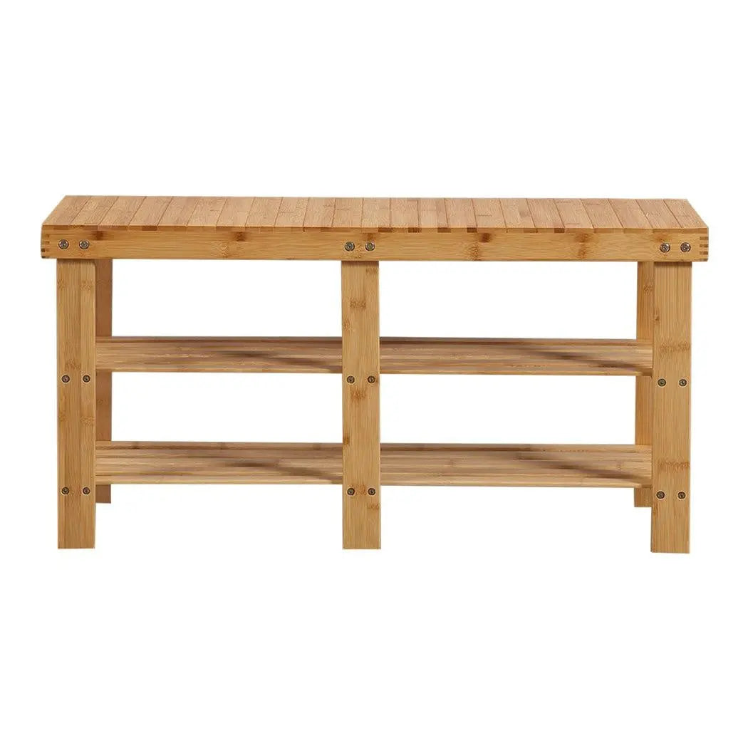 Bamboo Shoe Rack Stand Bench 3 Tier Cabinet Shoes Storage Shelf Organiser 88cm Deals499
