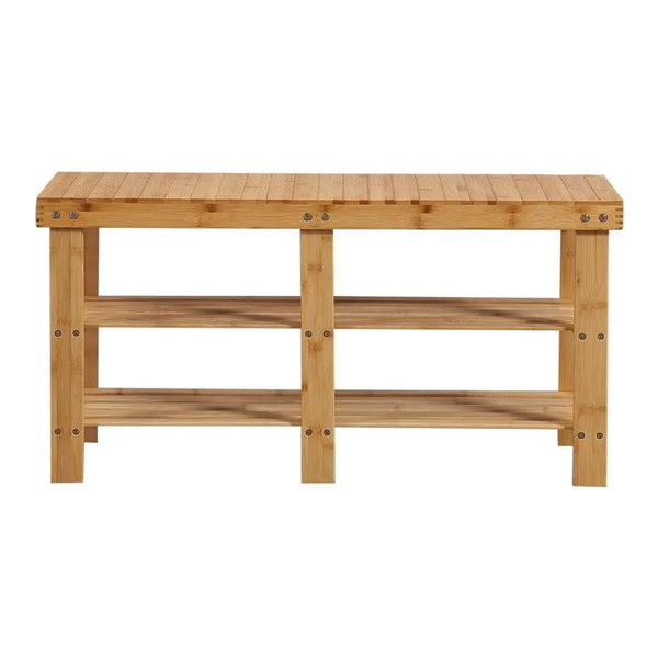 Bamboo Shoe Rack Stand Bench 3 Tier Cabinet Shoes Storage Shelf Organiser 88cm Deals499