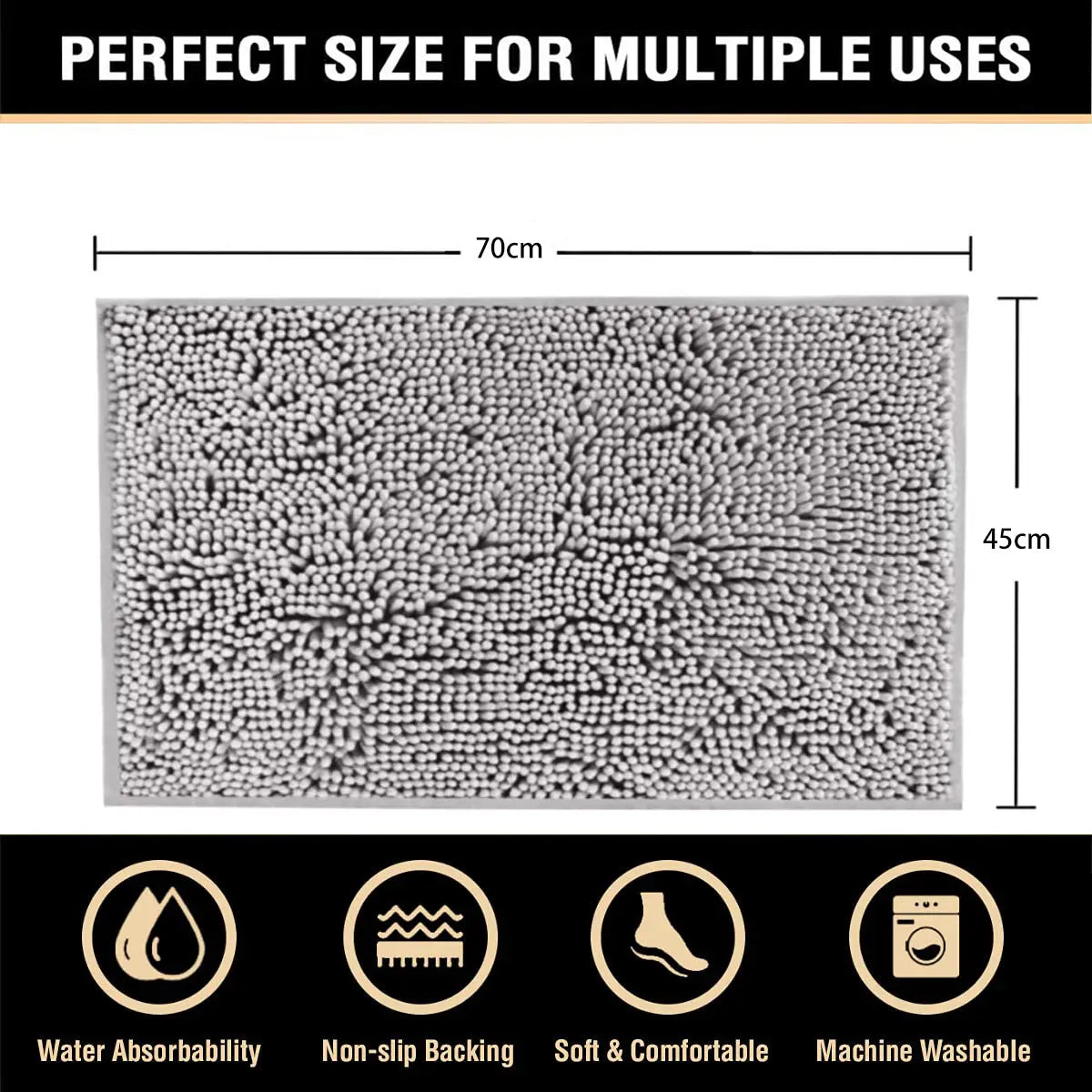 Bath Mat Rug Bathroom Extra Soft Absorbent Rugs Non Slip Quick Dry Grey Deals499