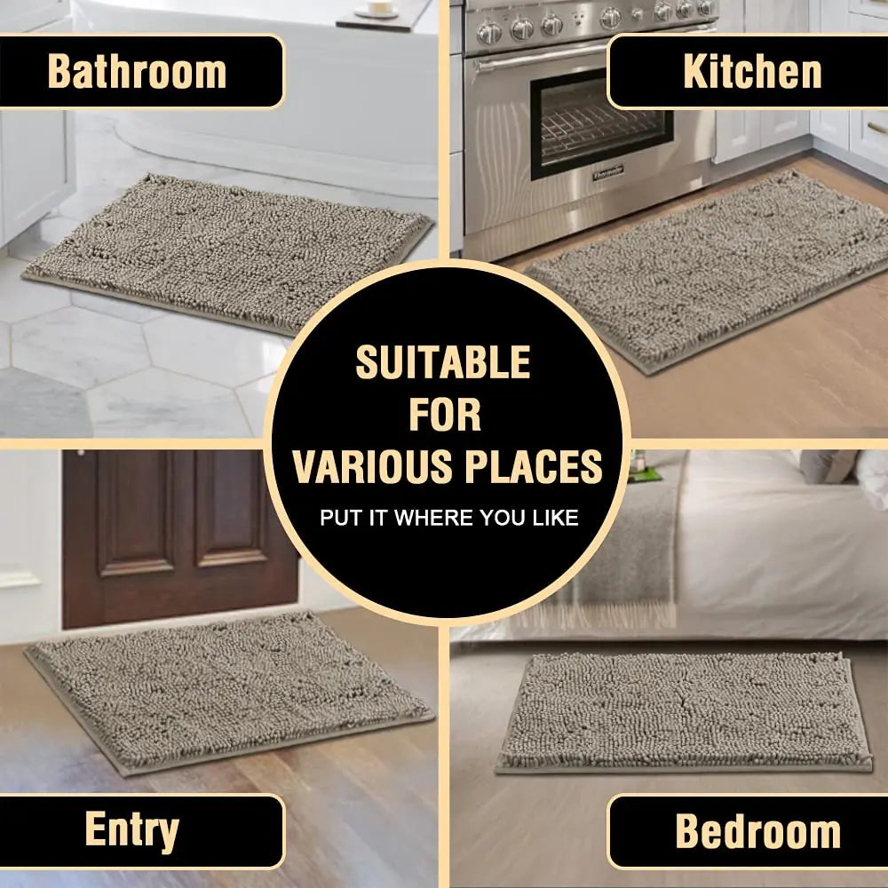 Bath Mat Rug Bathroom Extra Soft Absorbent Rugs Non Slip Quick Dry Grey Deals499