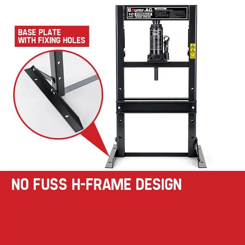 Baumr-AG 10 Tonne Hydraulic Shop Press Workshop Jack Bending Stand H-Frame Deals499