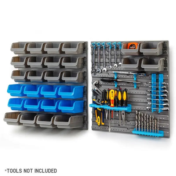 Baumr-AG 44 Part Storage Bin Rack Wall Mounted Tool Organiser Box Shelving Deals499