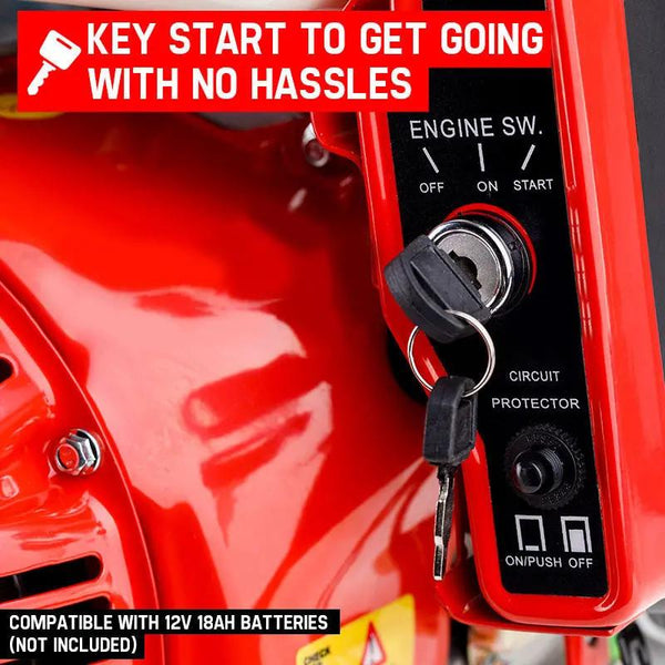 Baumr-AG 6.5HP Petrol Engine Stationary Motor OHV Horizontal Shaft Electric Start Recoil Deals499