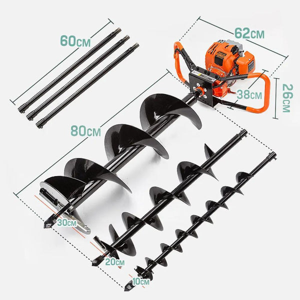 Baumr-AG Post Hole Digger 75CC Posthole Earth Auger Fence Borer Petrol Drill Bit Deals499