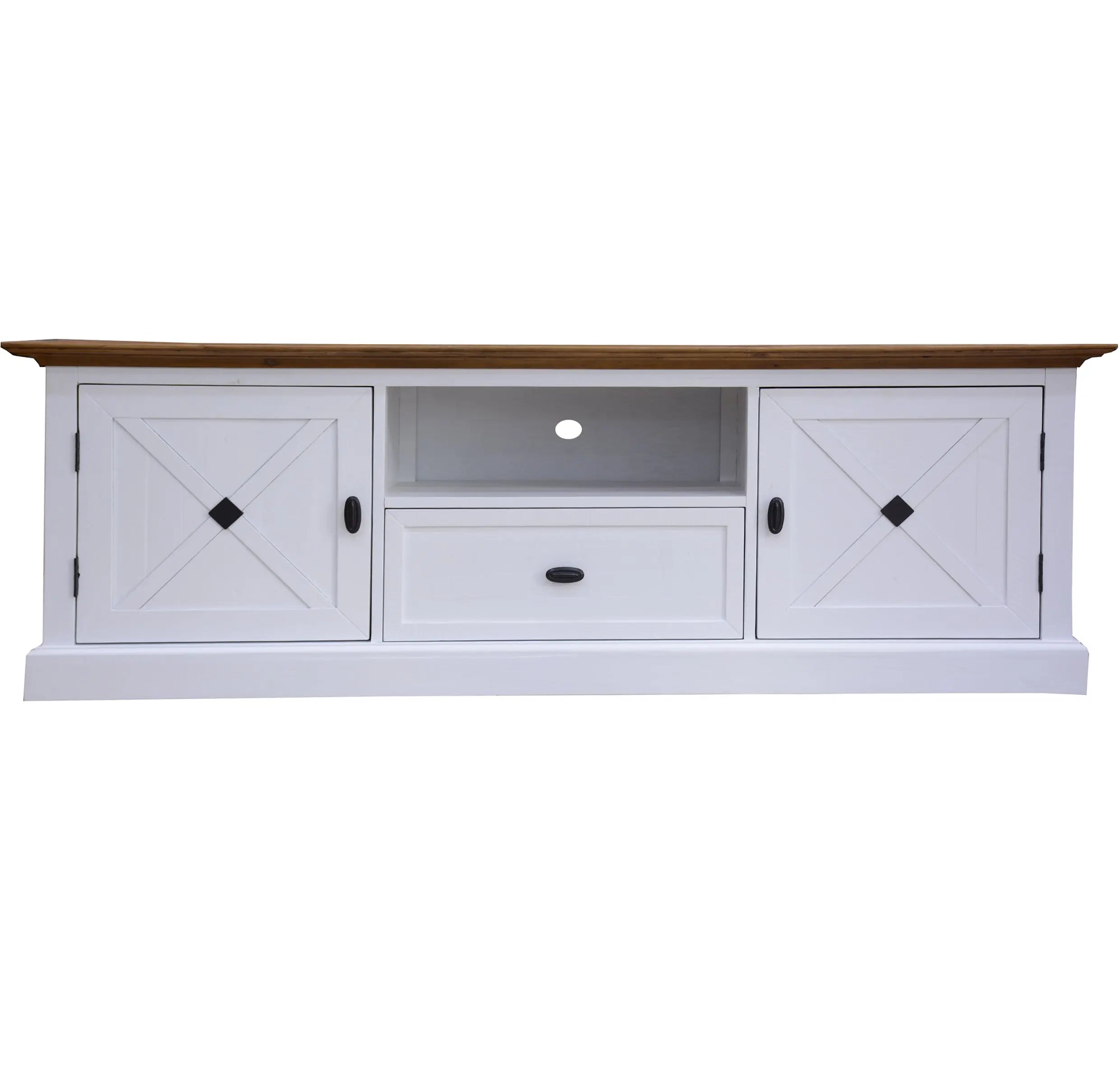 Beechworth ETU Entertainment TV Unit 180cm Solid Pine Wood Hampton Style - Grey Deals499
