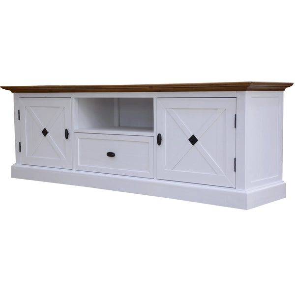Beechworth ETU Entertainment TV Unit 180cm Solid Pine Wood Hampton Style - Grey Deals499