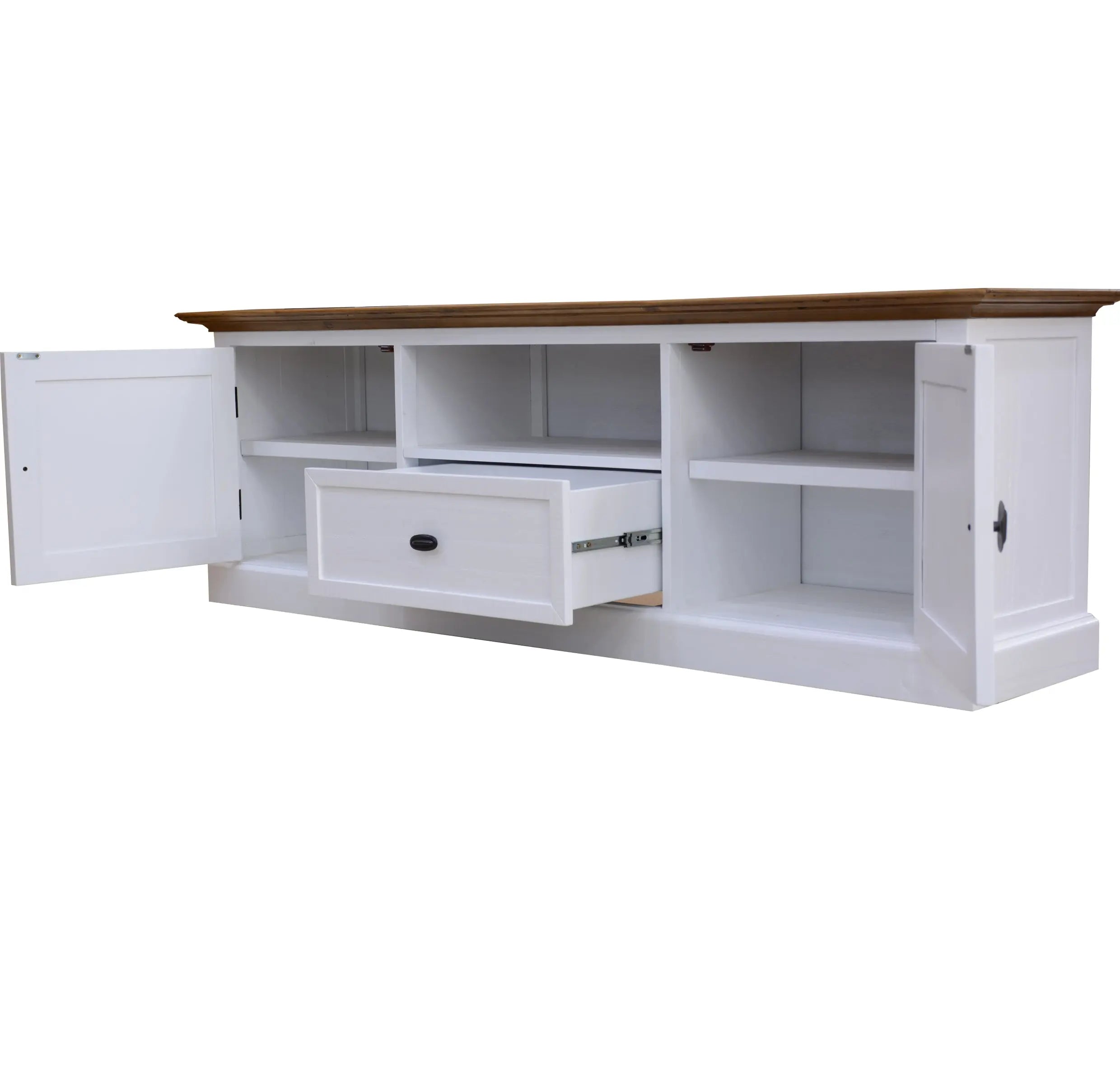 Beechworth ETU Entertainment TV Unit 180cm Solid Pine Wood Hampton Style - Grey Deals499