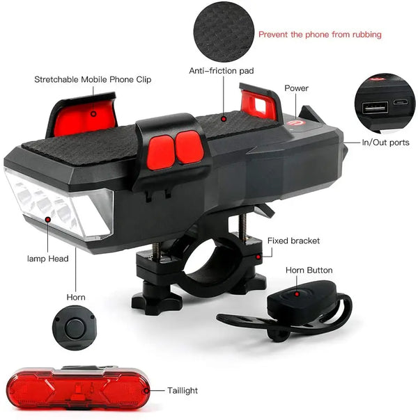 Bike LED Light 550LM Front and Back USB Rechargeable with 4000mAh Power Bank and IPX4 Waterproof Deals499