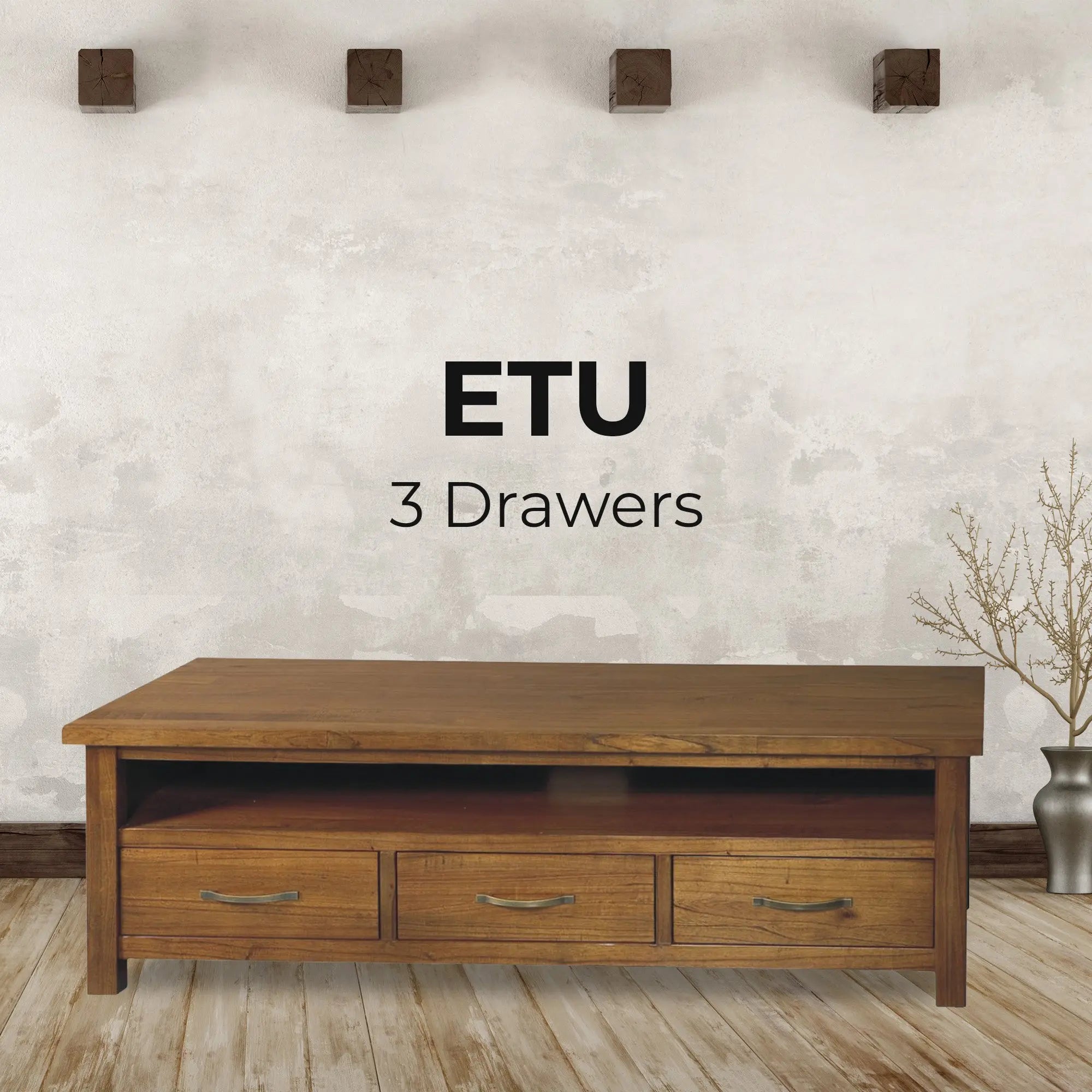 Birdsville ETU Entertainment TV Unit 174cm 3 Drawer Solid Mt Ash Wood - Brown Deals499