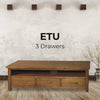Birdsville ETU Entertainment TV Unit 174cm 3 Drawer Solid Mt Ash Wood - Brown Deals499