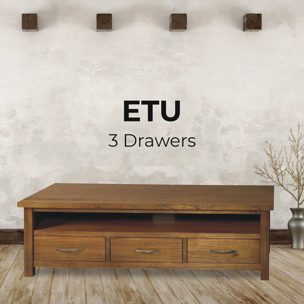 Birdsville ETU Entertainment TV Unit 174cm 3 Drawer Solid Mt Ash Wood - Brown Deals499