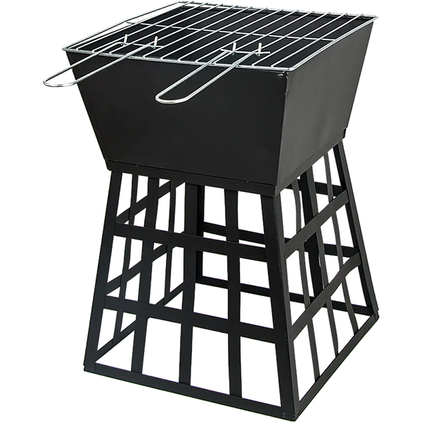 Black Fire Pit Square Log Patio Garden Heater Outdoor Table Top BBQ Camping Deals499