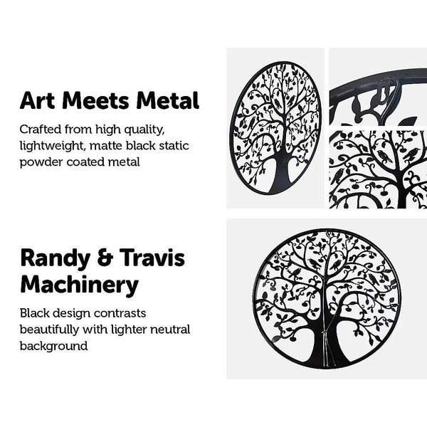 Black Tree of Life Wall Art Hanging Metal Iron Sculpture Garden 60cm Deals499