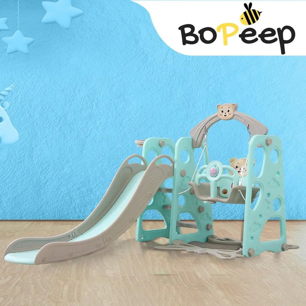 BoPeep Kids Slide Swing Basketball Ring Activity Center Toddlers Play Set Blue Deals499