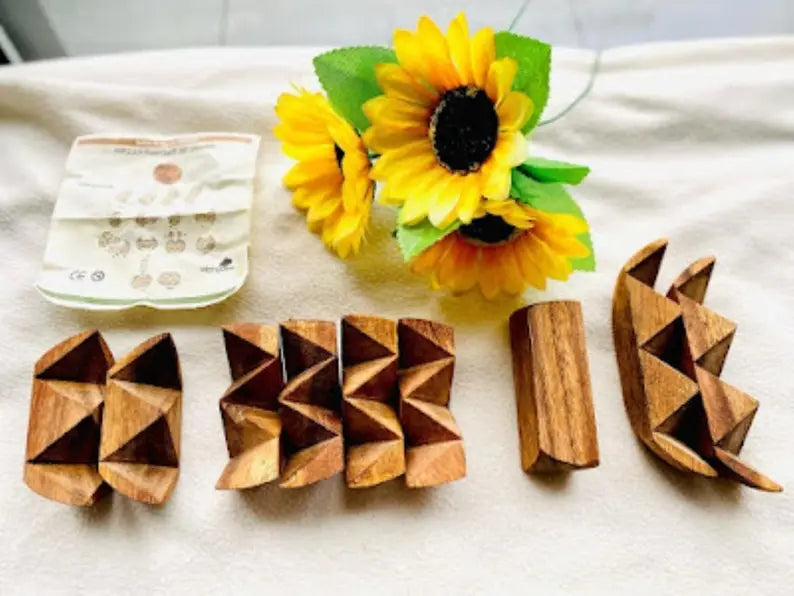 Brain teaser puzzle 3D hand made - Football round natural wood for kids or adults Deals499