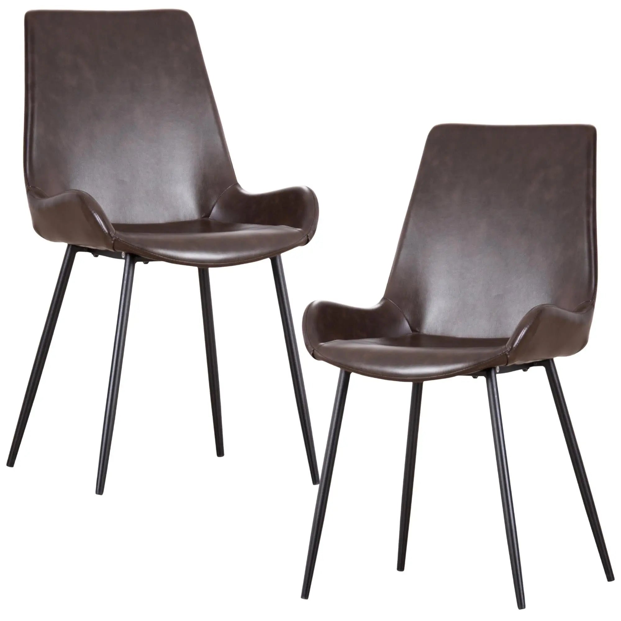 Brando  Set of 2 PU Leather Upholstered Dining Chair Metal Leg - Brown Deals499