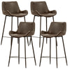 Brando  Set of 4 PU Leather Upholstered Bar Chair Metal Leg Stool - Brown Deals499