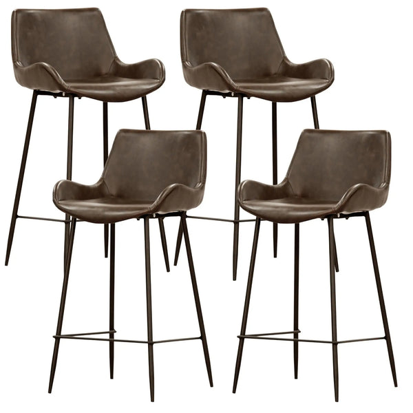 Brando  Set of 4 PU Leather Upholstered Bar Chair Metal Leg Stool - Brown Deals499