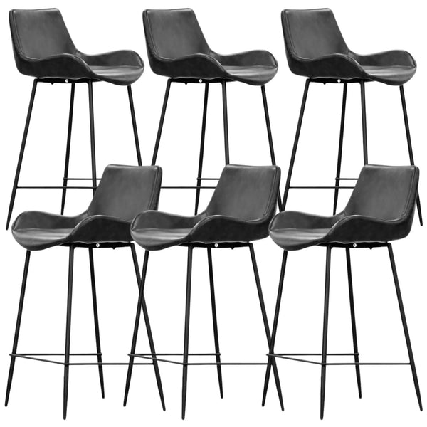 Brando  Set of 6 PU Leather Upholstered Bar Chair Metal Leg Stool Vintage Grey Deals499