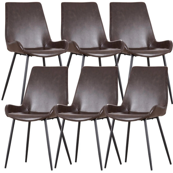Brando  Set of 6 PU Leather Upholstered Dining Chair Metal Leg - Brown Deals499
