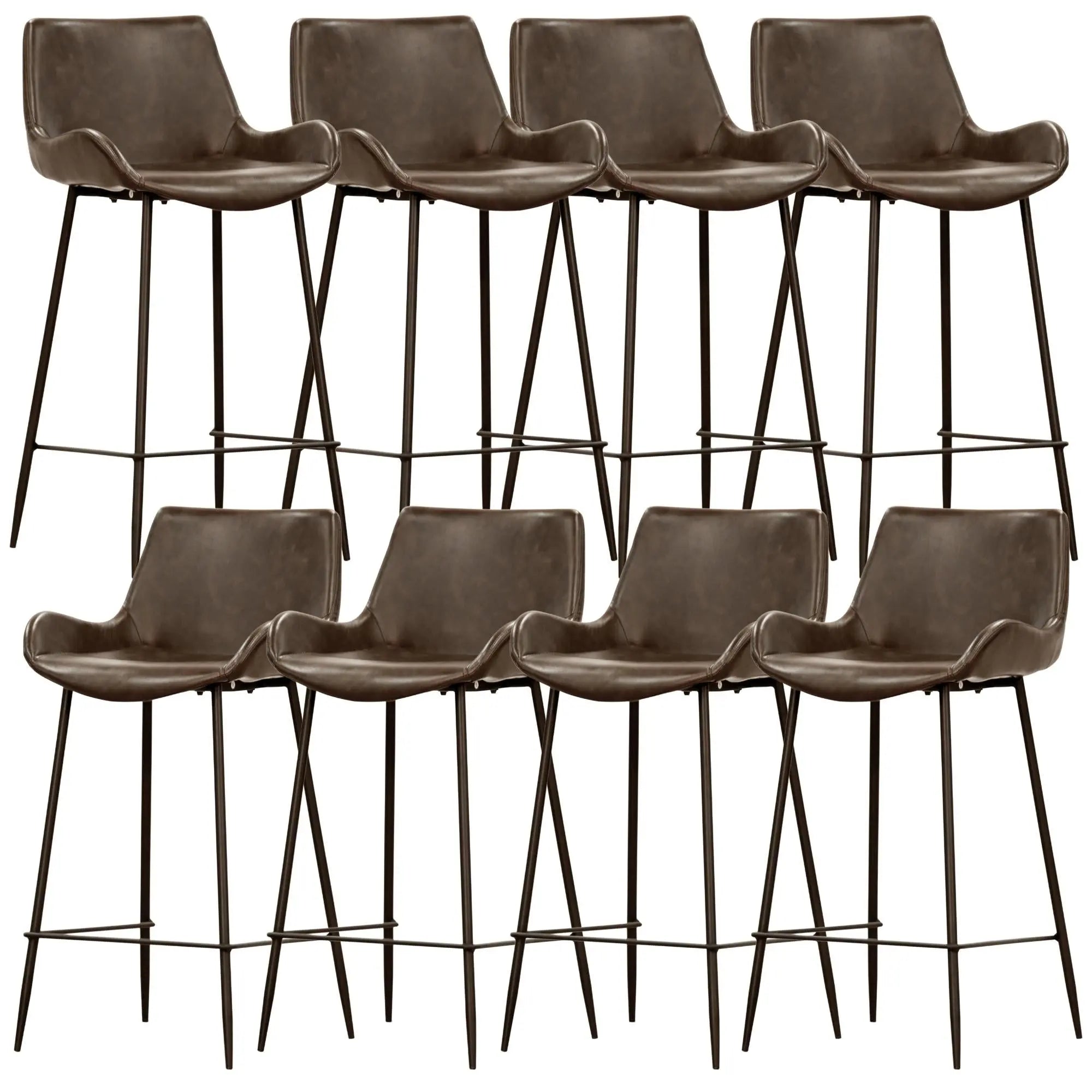 Brando  Set of 8 PU Leather Upholstered Bar Chair Metal Leg Stool - Brown Deals499