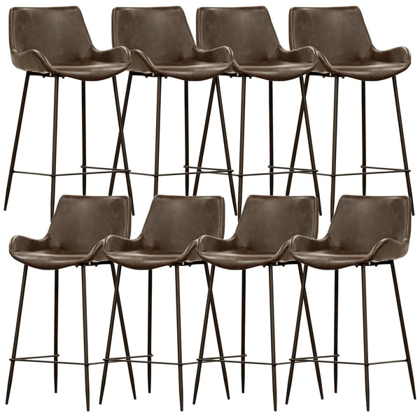 Brando  Set of 8 PU Leather Upholstered Bar Chair Metal Leg Stool - Brown Deals499