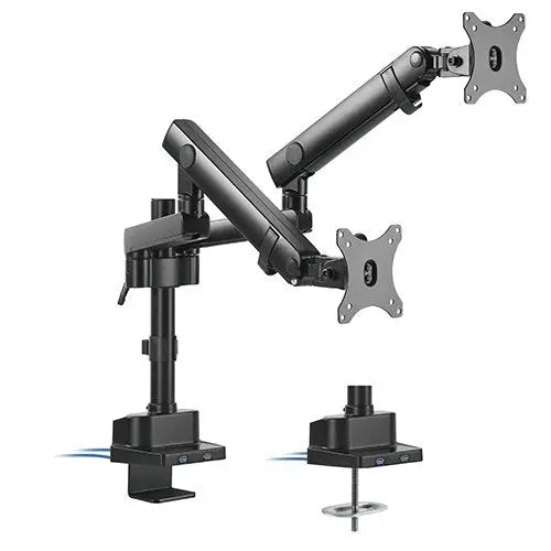Brateck Dual Monitor Aluminum Slim Pole Held Mechanincal Spring Monitor Arm Fit Most 17'-32' Monitors Up to 8kg per screen BRATECK