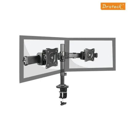 Brateck Dual Monitor Arm with Desk Clamp VESA 75/100mm Fit Most 13'-27' Monitors Up to 8kg per screen BRATECK