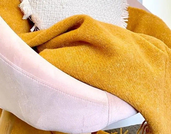 Brighton Throw - 100% NZ Wool - Mustard Deals499