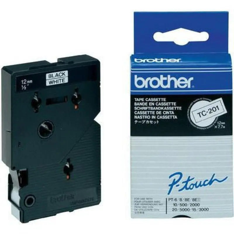 Brother 12MM BLACK ON WHITE TC TAPE BROTHER
