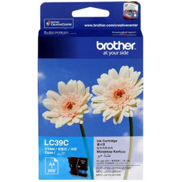 Brother LC-39C Cyan Ink Cartridge - DCP-J125/J315W/J515W MFC-J220/J265W/J410/J415W/J140W- up to 260 pages BROTHER