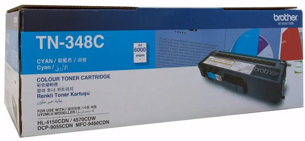 Brother TN-348C Colour Laser Toner - Super High Yield Cyan- HL-4150CDN/4570CDW, DCP-9055CDN, MFC-9460CDN/9970CDW - 6000 pages BROTHER