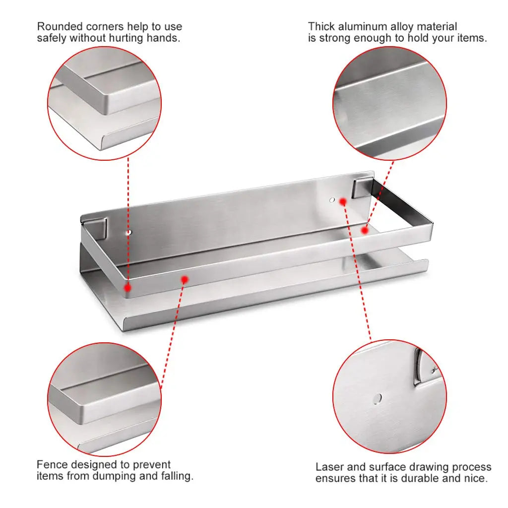 Brushed Bathroom Shower Shelf Kitchen Rack Storage Shelves Shampoo Holder Organizer Deals499