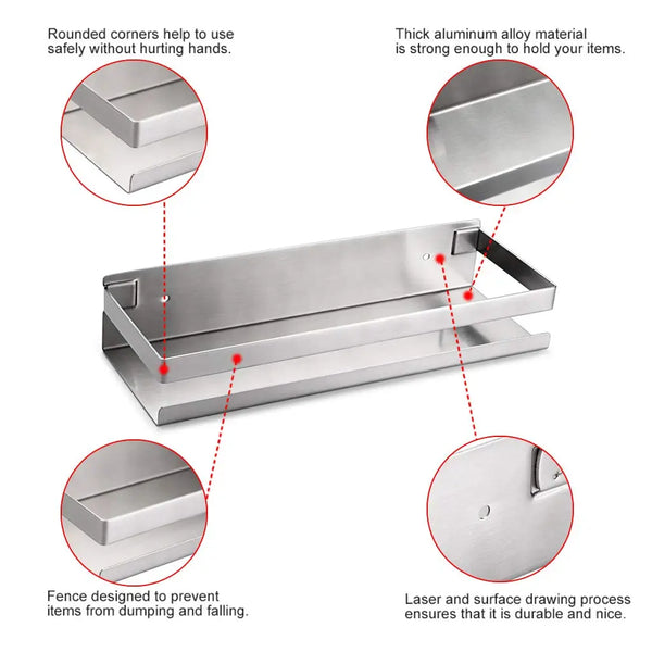 Brushed Bathroom Shower Shelf Kitchen Rack Storage Shelves Shampoo Holder Organizer Deals499